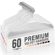 HOUSE DAY front pack of 60 white velvet hangers showing value and uniformity
