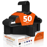 HOUSE DAY pack frontal de 50 perchas negras ahorra espacio