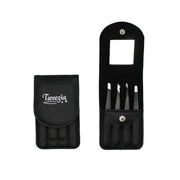 Houseify TWEEZIA estuche abierto mostrando las cuatro pinzas para organización y protección