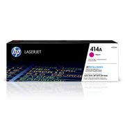 HP 414A magenta frente del cartucho mostrando etiqueta y forma, confiabilidad HP
