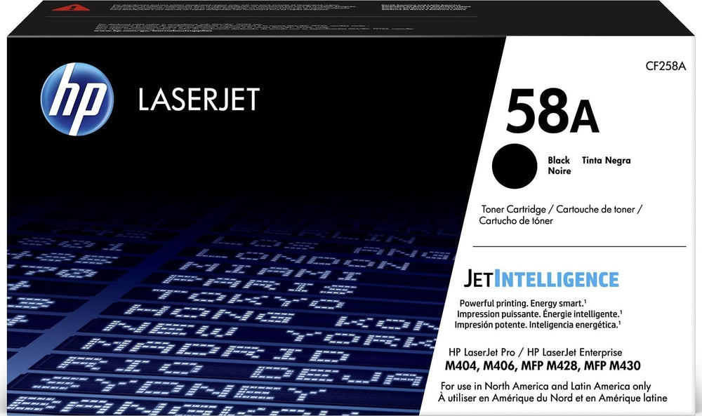 HP 58A front packaging showing product branding and reliability