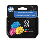 HP cartucho 63/65 frontal mostrando el empaque y compatibilidad