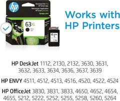 HP 63XL black cartridge close-up of nozzle for reliable, streak-free text