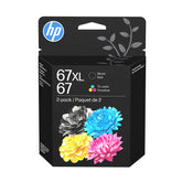 HP 67 pack front packaging showing cartridges and benefits