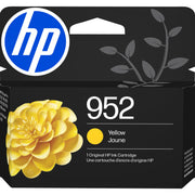 HP cartucho 952 amarillo frontal mostrando diseño y marca, color fiable