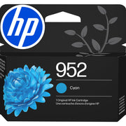HP 952 cyan front packaging showing cartridge and brand for reliable color