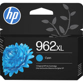 HP 962XL cyan front packaging showing cartridge and model for reliable color