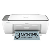 HP DeskJet 2855e front view showing compact all‑in‑one design and easy placement