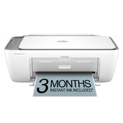 HP DeskJet 2855e front view showing compact all‑in‑one design and easy placement
