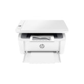 HP LaserJet M140w front view showing compact design and fast printing benefit