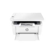 HP LaserJet M140w front view showing compact design and fast printing benefit
