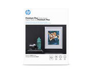 HP premium plus photo paper front packaging showing product and sheet count for clear choice