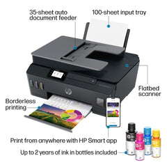 HP Smart Tank Plus 570 control panel display showing simple navigation and settings