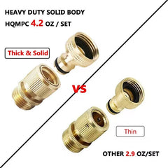 HQMPC brass male connector profile showing sturdy build and reliability