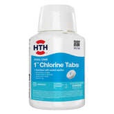 HTH front packaging showing 5 lb tub and product benefits for clear water