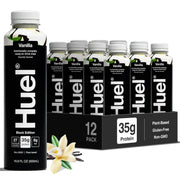 Huel Black bottle front view showing label and portability benefit