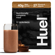 Huel Black Edition front packaging showing chocolate peanut butter flavor and benefits