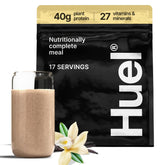 Huel Black Edition vanilla front packaging showing product branding and benefits