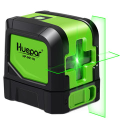 Huepar 9011G vista frontal con línea cruzada verde para alineación clara