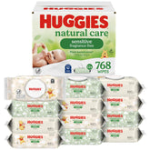HUGGIES empaque frontal Natural Care mostrando cantidad y diseño