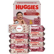HUGGIES front pack showing branding and count, highlights convenience