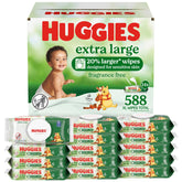 HUGGIES paquete frontal extra large mostrando cantidad y tapa, conveniencia al alcance