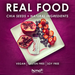 HÜMA CHIA ENERGY GEL comparado con botella para visualizar tamaño práctico