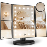 HUONUL front view trifold mirror showing full-face illumination and even light