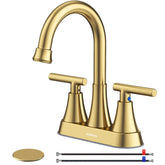 Hurran brushed gold faucet front view showing modern styling and finish