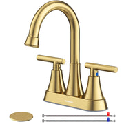 Hurran brushed gold faucet front view showing modern styling and finish
