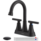Hurran matte black faucet front view showing modern styling and easy cleaning