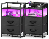 Huuger nightstand front view showing compact design and tabletop convenience