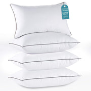 HUXMEYSON front packaging of king pillows showing set of four and features for easy identification