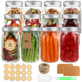 HWASHIN front view of 12-pack jars showing durable glass and included lids for convenient storage