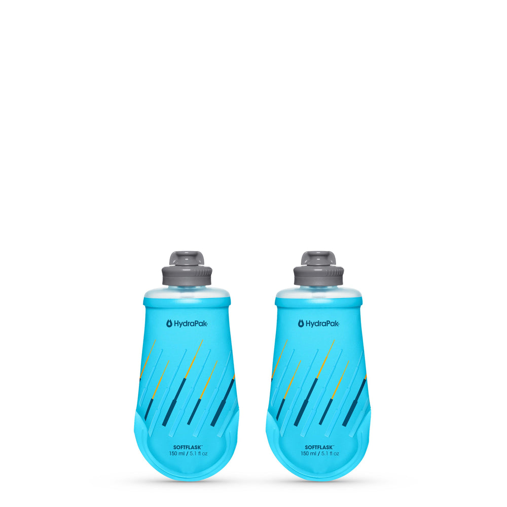 HydraPak SoftFlask pack frontal mostrando color Malibu y formato compacto