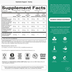 HydraMamá Hydration Support polvo del sobre en primer plano con textura fina y mezcla equilibrada