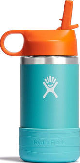 Hydro Flask front view in seaspray blue showing playful finish and portability