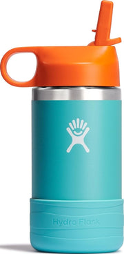 Hydro Flask front view in seaspray blue showing playful finish and portability