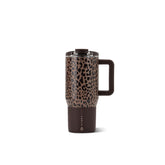 HydroJug brown leopard front view showing patterned finish and 20oz capacity benefit