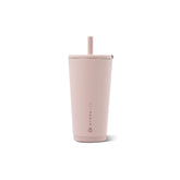 HydroJug dusty rose front view showing sleek tumbler and branding for stylish hydration