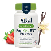Hyperbiotics front packaging showing Vital Nutrients Pro Kids ENT, supports easy daily use