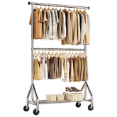 HYSEYY front full view showing dual rods and space-saving benefit