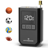 HYVOHEX vista frontal del inflador mostrando diseño portátil y ergonomía