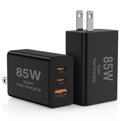 Hzevn frontal del bloque 85W mostrando los tres puertos eficiente