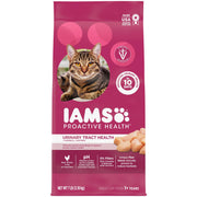 IAMS paquete frontal 7 lb mostrando receta de pollo y beneficios urinarios