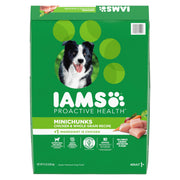 IAMS front packaging 15 lb bag showing product benefits and chicken focus
