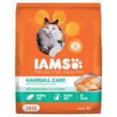 IAMS front packaging showing brand and hairball care benefits