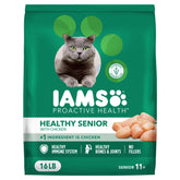 IAMS senior chicken front packaging showing product benefits