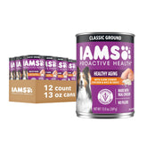 IAMS front packaging showing senior wet food benefits and chicken-first recipe