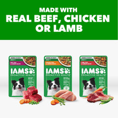 IAMS textura del alimento húmedo en primer plano, favorece aceptación